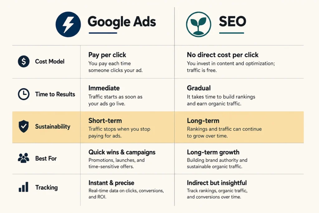 Google Ads vs SEO: The Core Differences